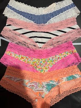 Victoria's Secret Cotton Lace-Trim Cheeky Panty Mixed Colors (7-Pack)